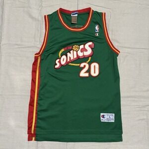 VTG 90s Seattle Super Sonics Champion Jersey Mens Size Large Gary Payton